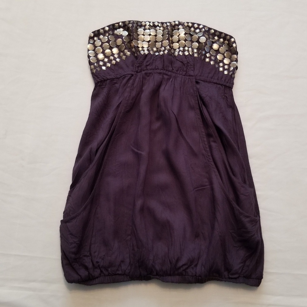Mustard Seed strapless Purple top